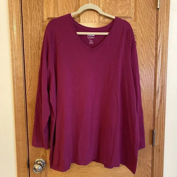 Avenue Tops - Avenue Your Tee Women's 26 28 3X Tee Top Jersey Knit Long Sleeve V Neck